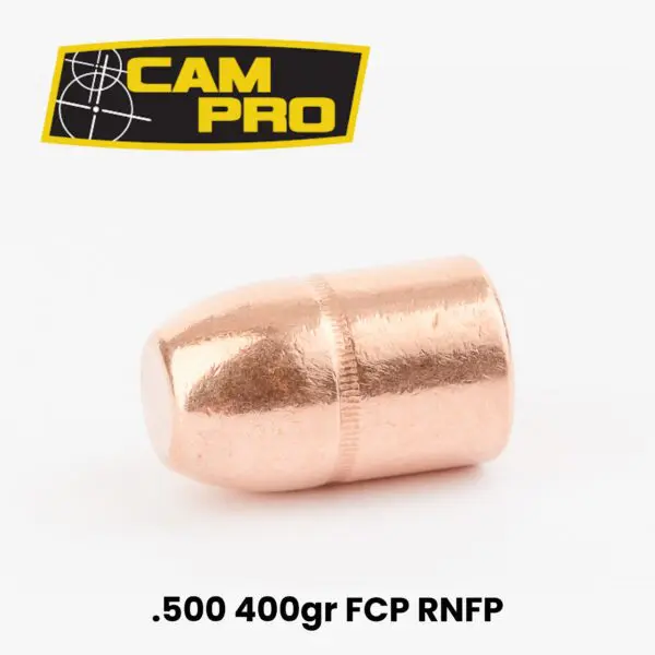 CAMPRO 50 Cal (.500") 400gr Full Copper Plated Round Nose Flat Point Bullets - 250ct