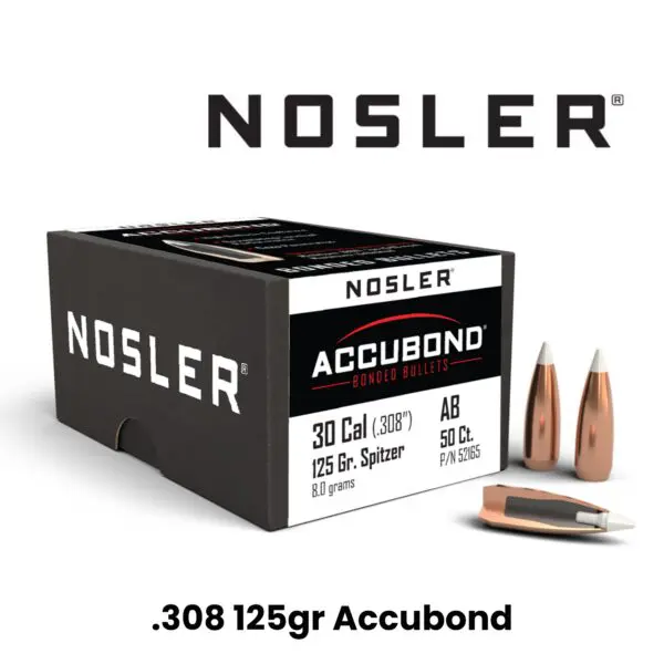 Nosler 30 Cal (.308″) 125gr SP AccuBond - 50ct