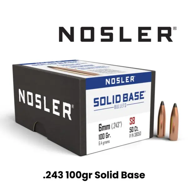 Nosler 6mm (.243″) 100gr SP Solid Base - 50ct