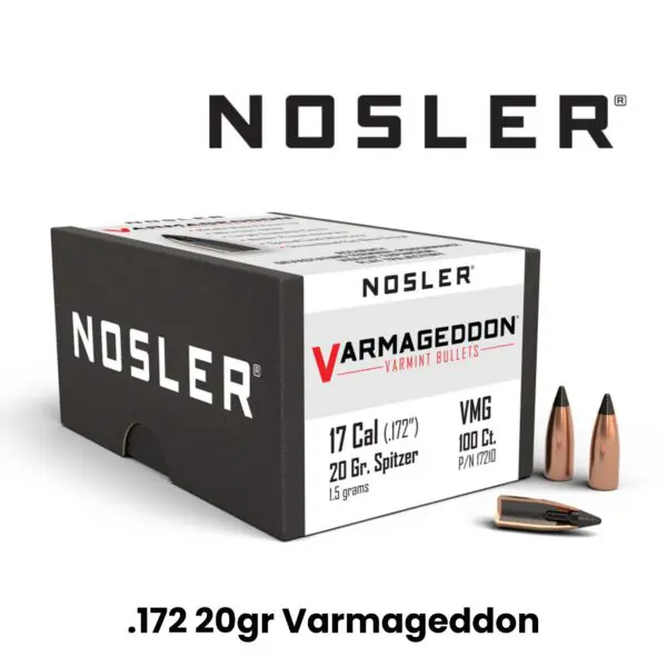 Nosler 17 Cal (.172″) 20gr FB Tipped Varmageddon - 100ct